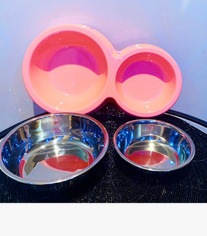 Double Stainless Steel Bowls