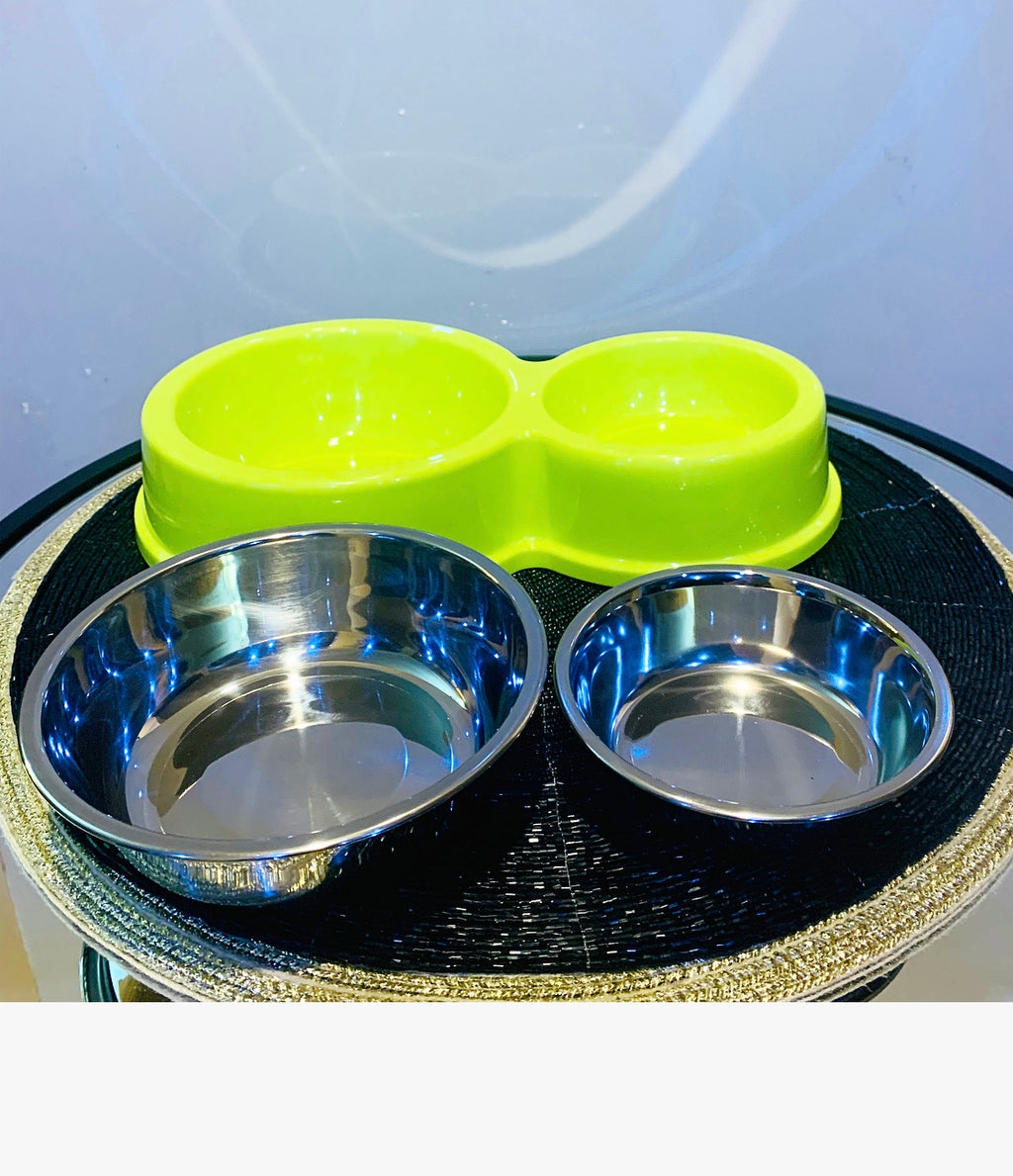 Double Stainless Steel Bowls