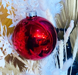 Personalised Red Mirror Bauble